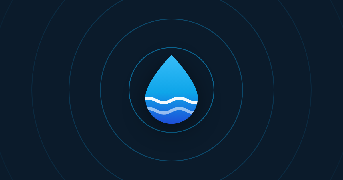 OpenAPR: blue water-drop logo with ripples, over concentric waves